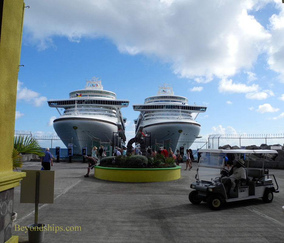 Picture cruise ship Ventura and cruise ship Emerald Princess in St. Kitts.