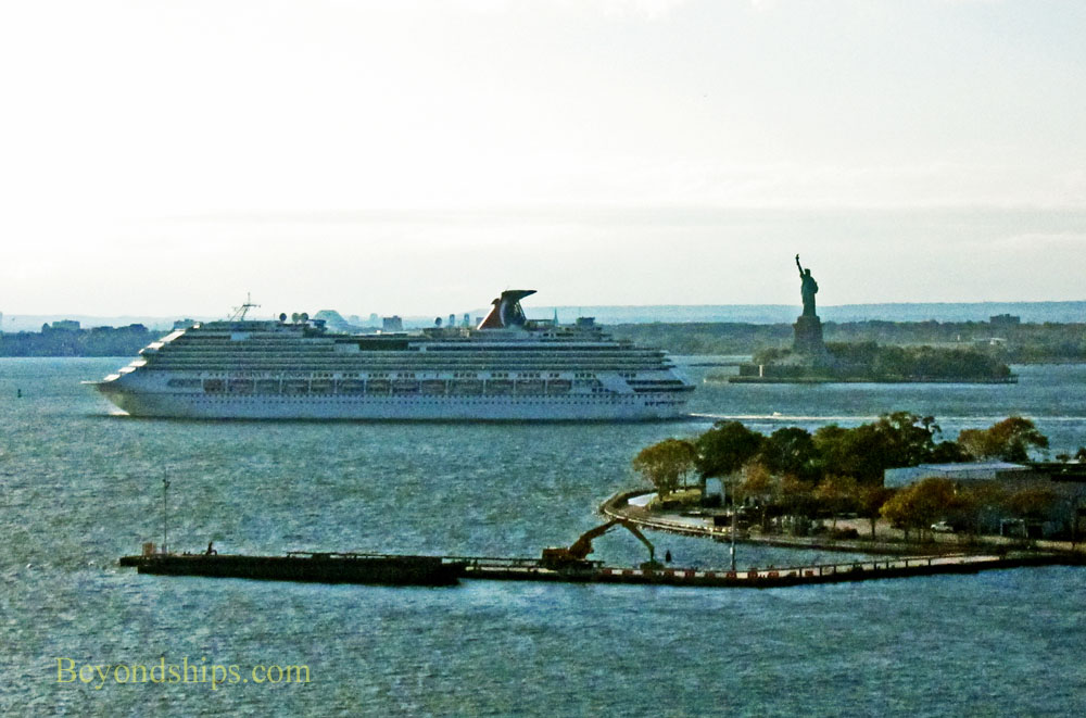 Carnival Splendor cruise ship. with the Statue of Liberty