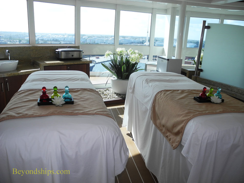 Spa tables in the Sanctuary on Royal Princess