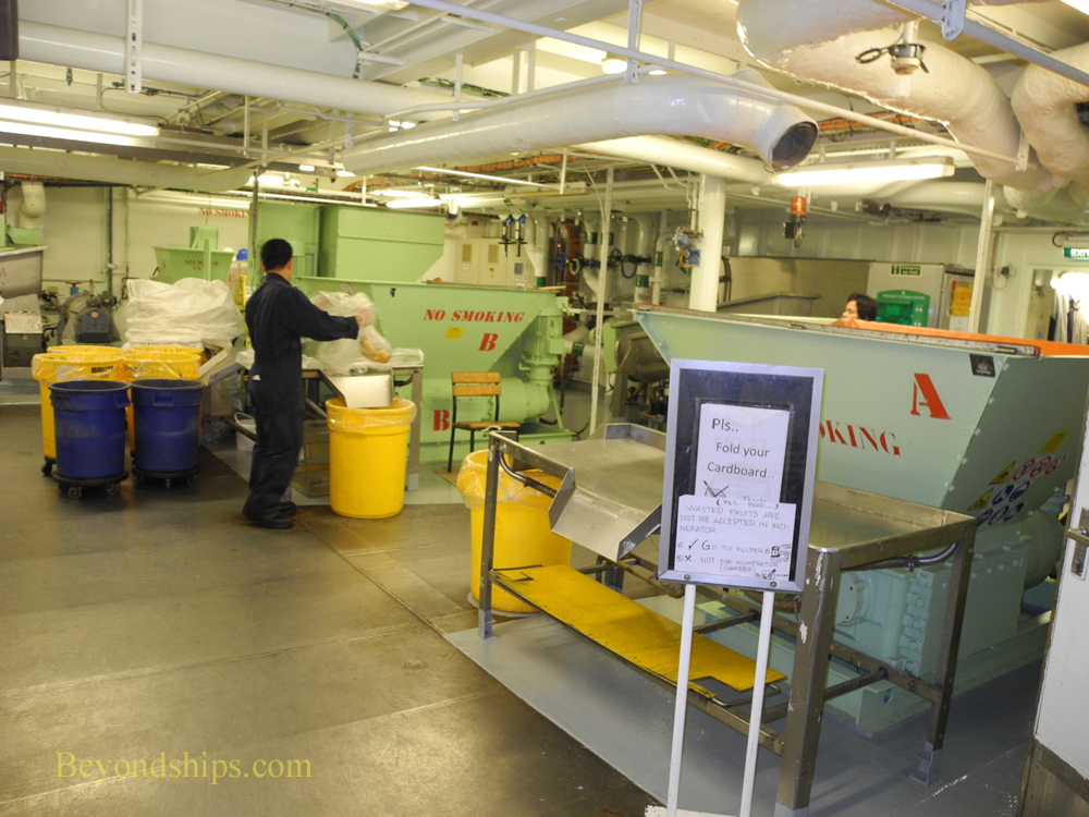 Queen Mary 2 waste handling room