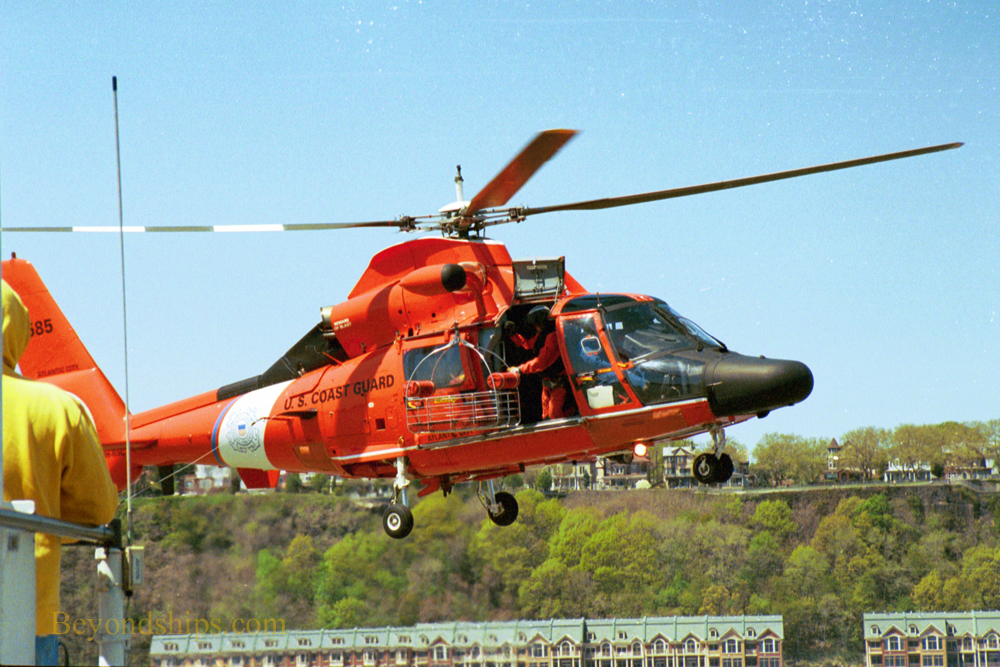 U.S. Coast Guard helicopter training for medical rescue 