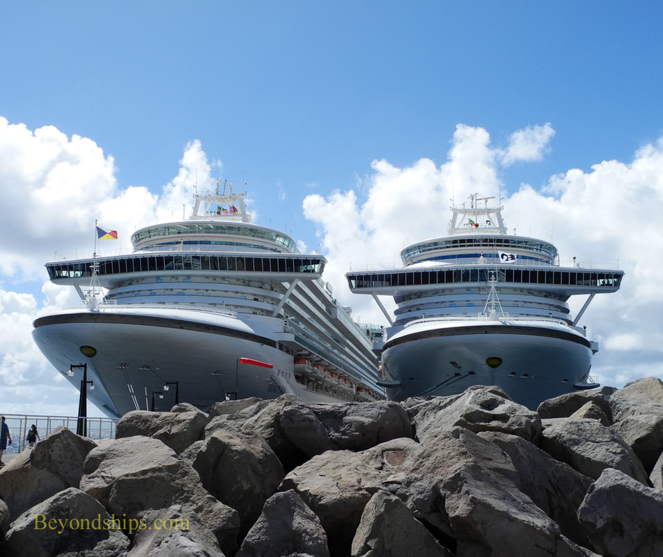 Picture cruise ship Ventura and cruise ship Emerald Princess in St. Kitts.