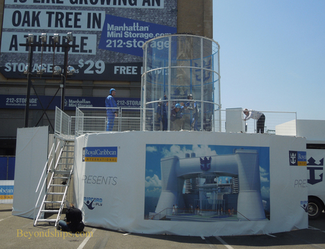 A skydiving simulator at the Quantum of the Seas unveiling event
