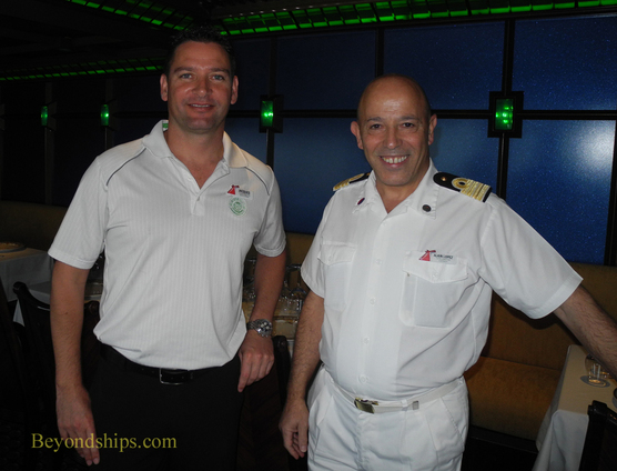 Cruise Director Jacques De Lange and Hotel Director Alain Lopez of Carnival Glory cruise ship dinner