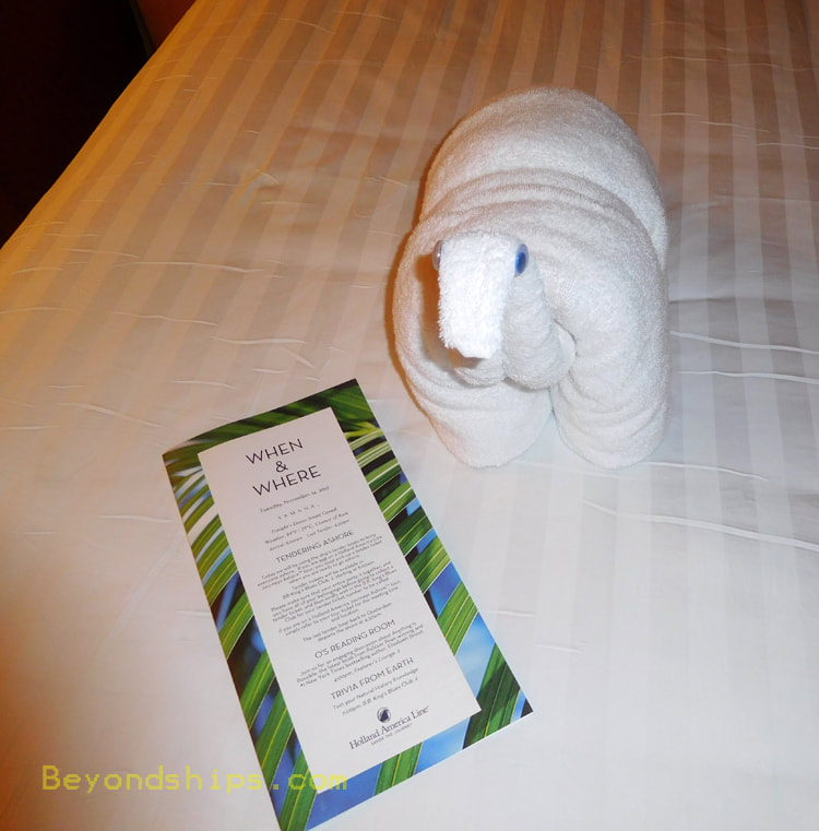 towel animal and daily program from cruise ship Oosterdam