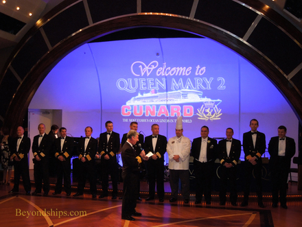 Captain Oprey and the senior officers of Queen Mary 2