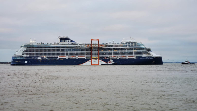 Celebrity Beyond during her sea trials.  (photo courtesy of Celebrity Cruises).