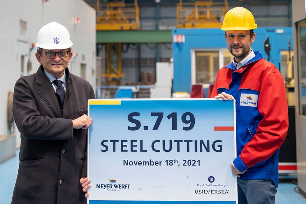 Steel cutting ceremony for cruise ship Silver Nova