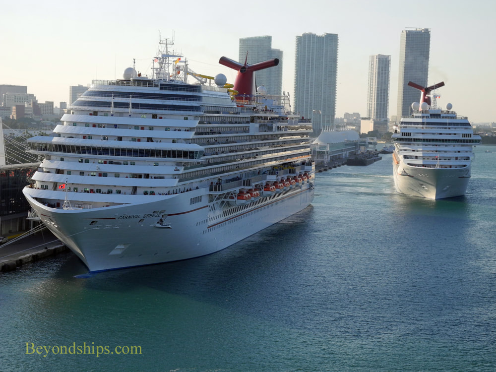 Cruise ships Carnival Breeze and Carnival Liberty in Miami