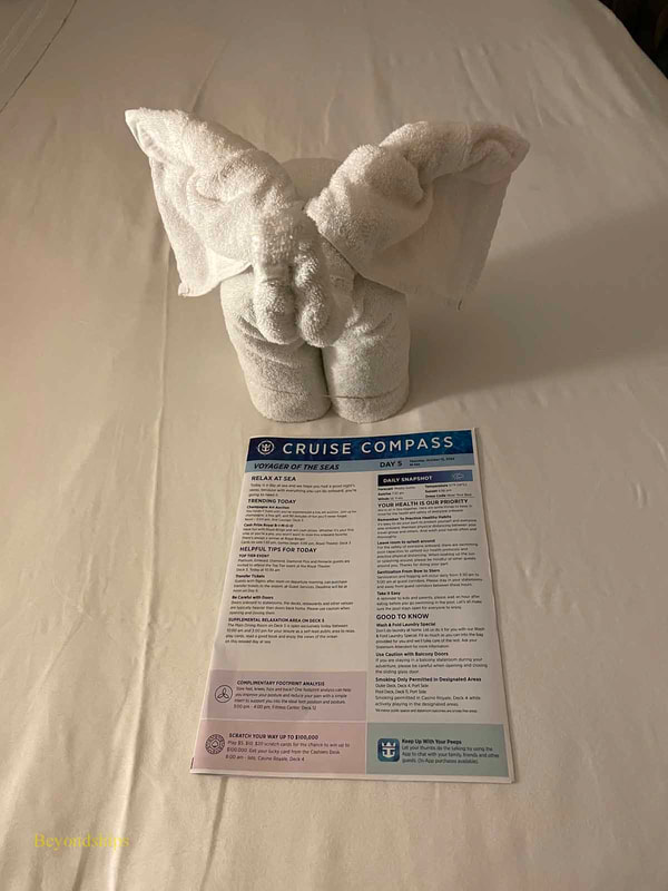 Towel animal on cruise ship Voyager of the Seas